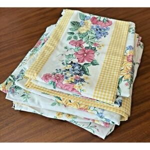 Vintage WestPoint Stevens Full Sheet Set Botanical Floral Yellow Gingham USA